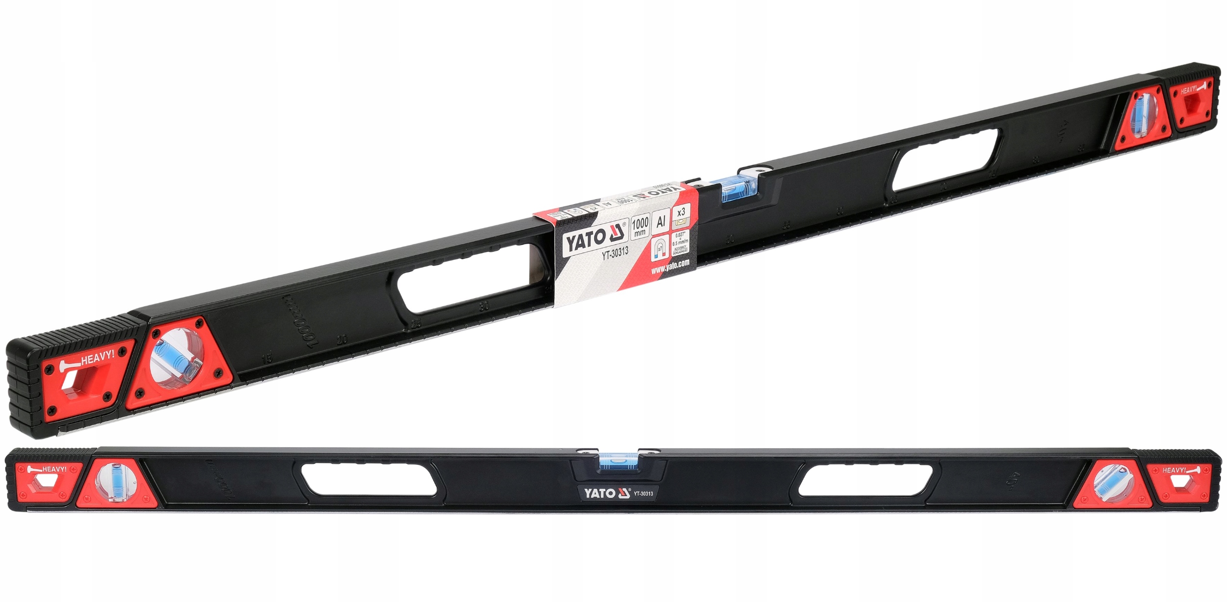 MAGNETICKÁ ÚROVEŇ YATO 1000MM HLINÍKOM VYZTUŽENÉ 5 MAGNETOV